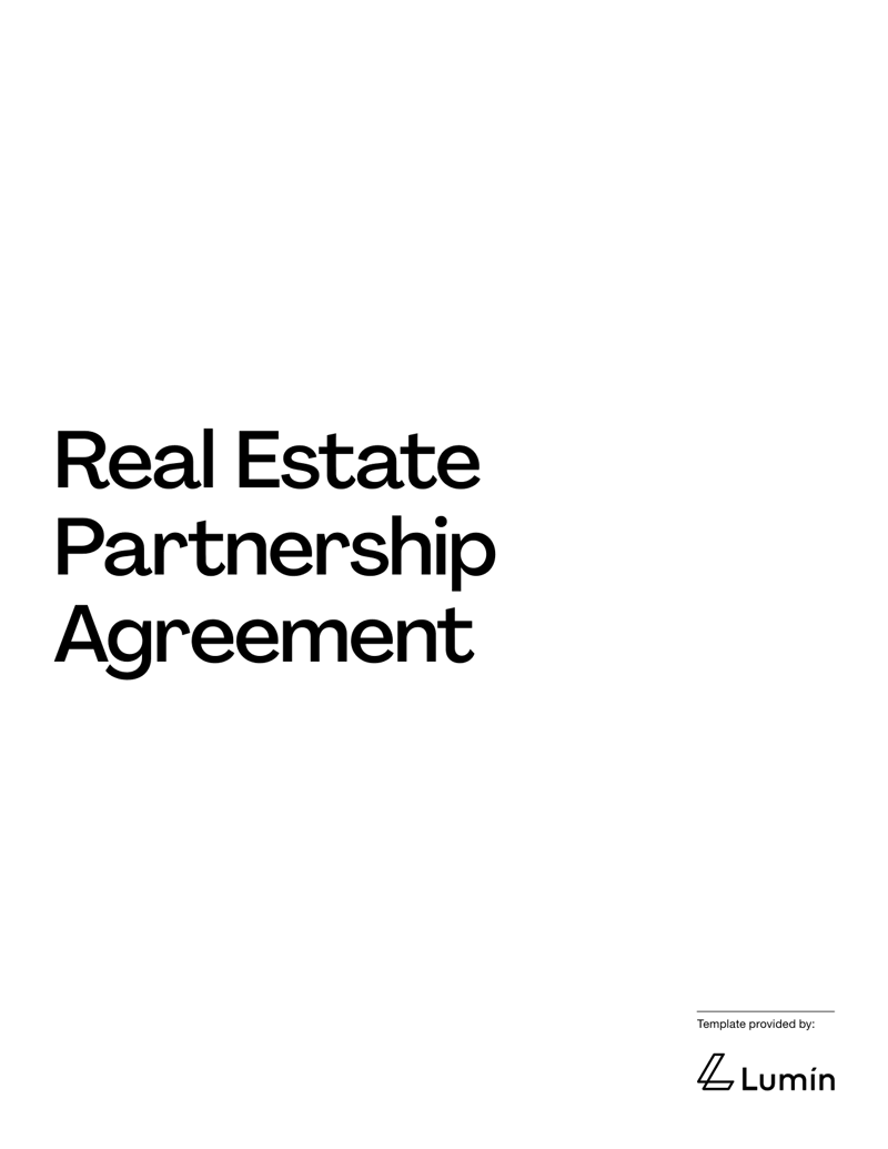 Real Estate Partnership Agreement covering contributions, ownership, management duties and partner rights