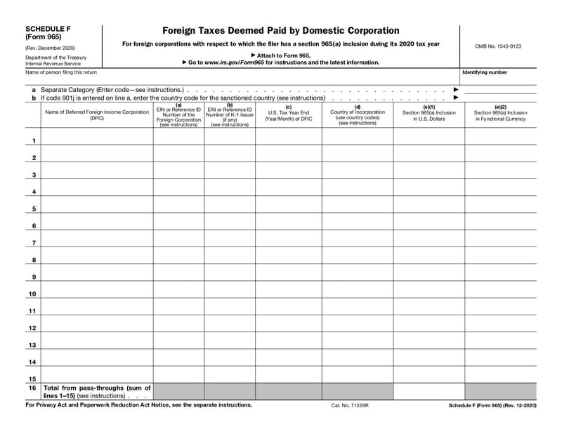 Large thumbnail of Schedule F (Form 965) - Dec 2020