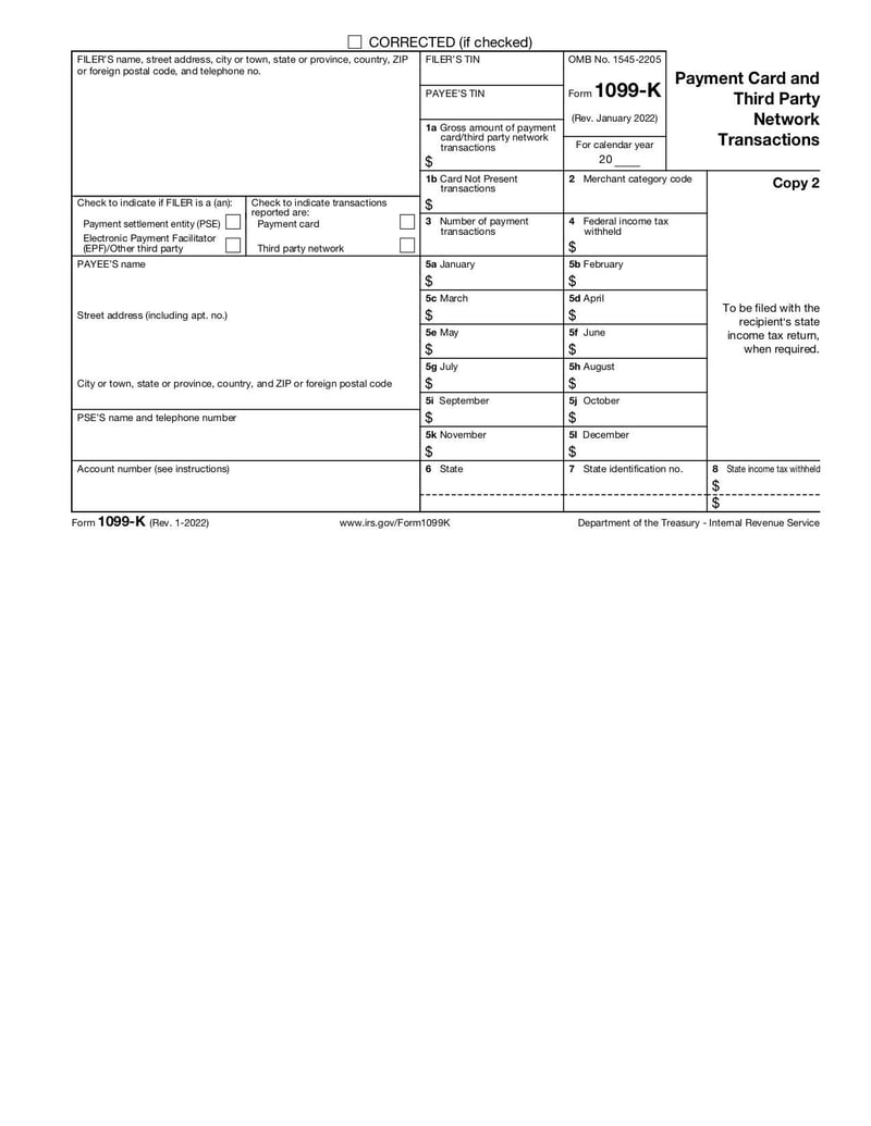 Large thumbnail of Form 1099-K - Jan 2022