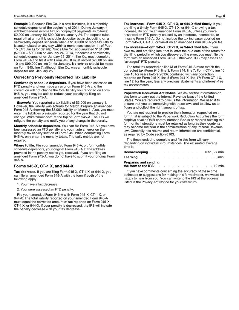 Large thumbnail of Form 945-A - Feb 2015