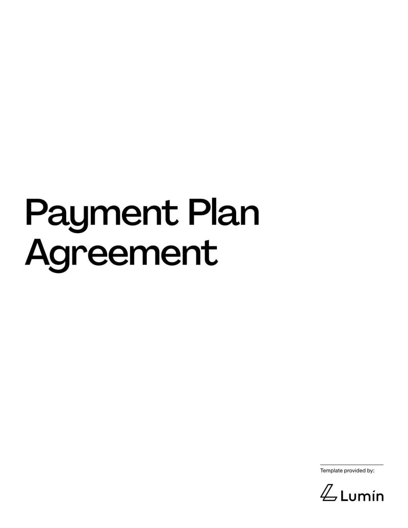 Payment Plan Agreement Template for outlining installment schedules and payment terms between parties