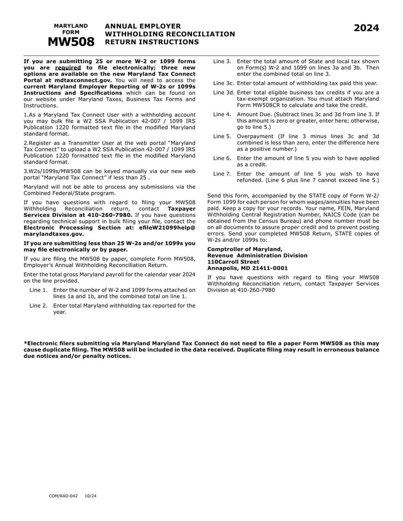 Large thumbnail of Maryland Form MW508 - 2024