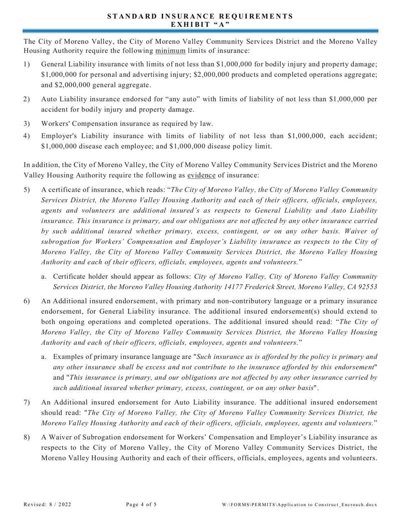 Large thumbnail of Application for Construction/Encroachment Permit - Aug 2022
