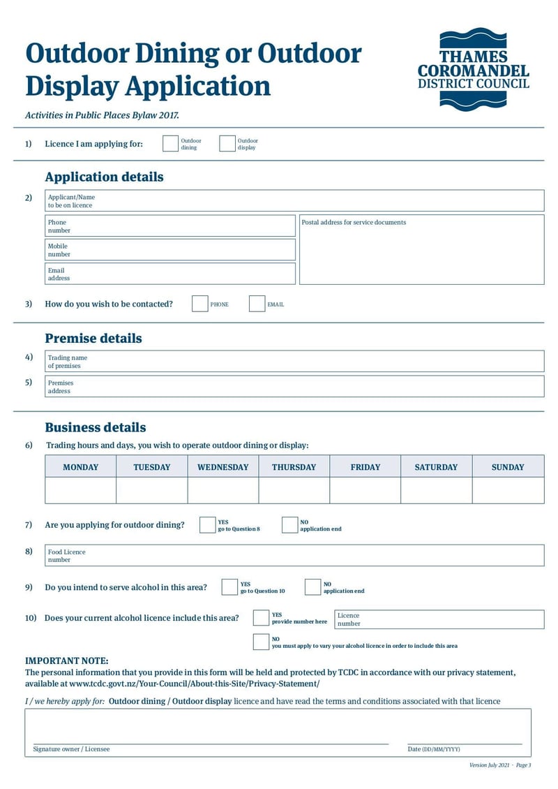 Large thumbnail of Outdoor Dining and Outdoor Display Form - Jul 2021