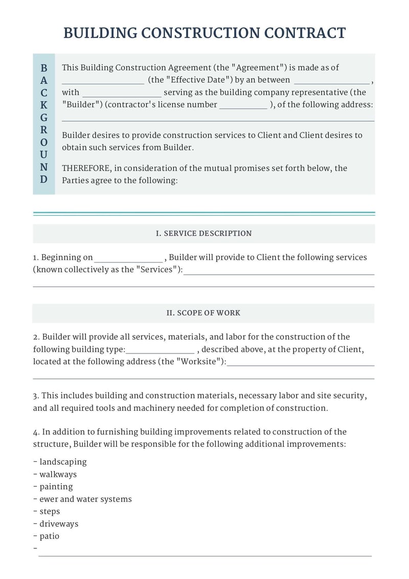 Large thumbnail of Building Contract Template