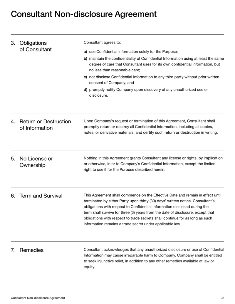 Consultant NDA Agreement protecting confidential business information shared during consulting services
