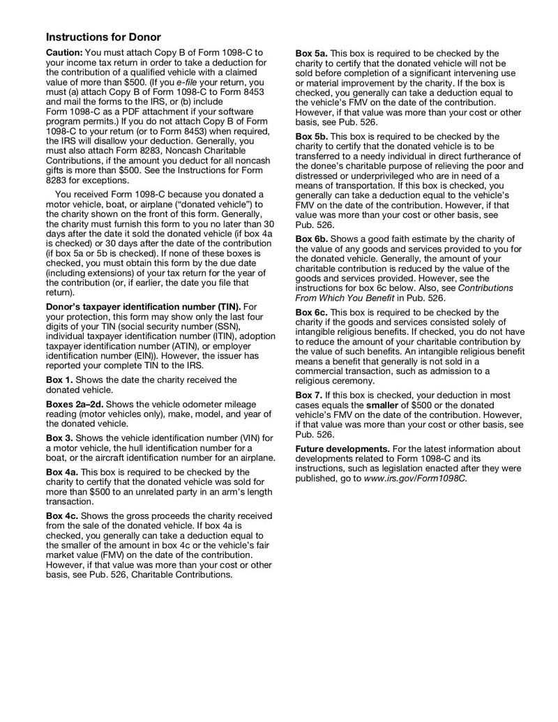 Large thumbnail of Form 1098-C - Nov 2019