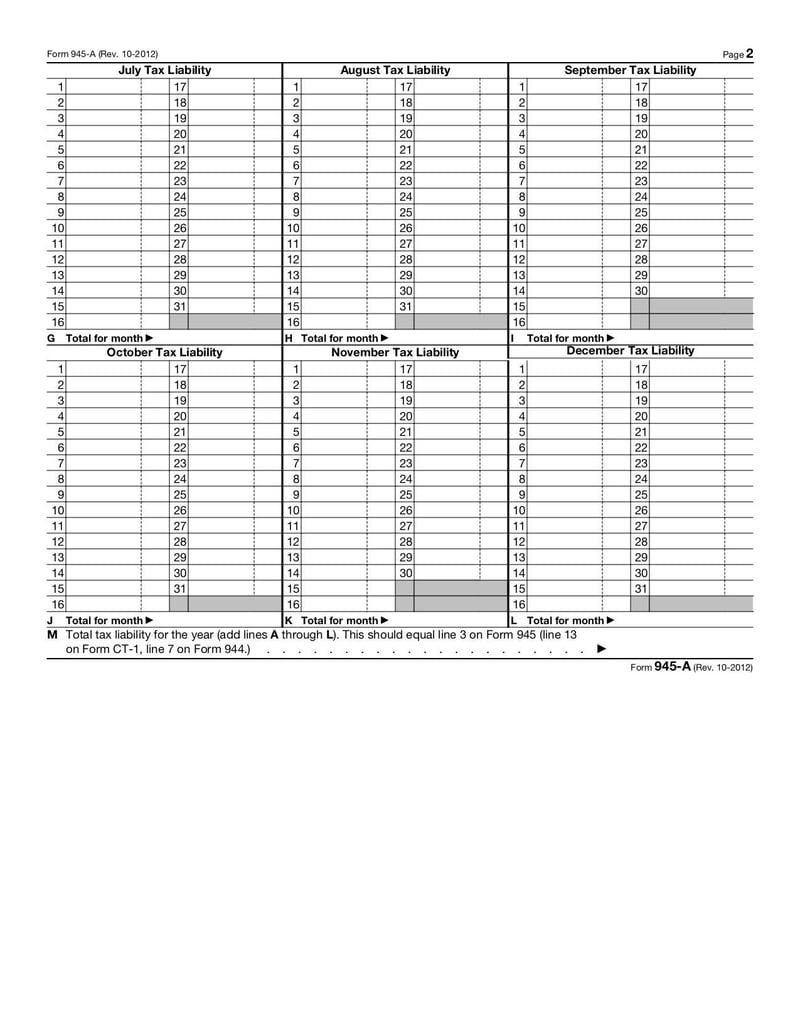 Large thumbnail of Form 945-A - Oct 2012
