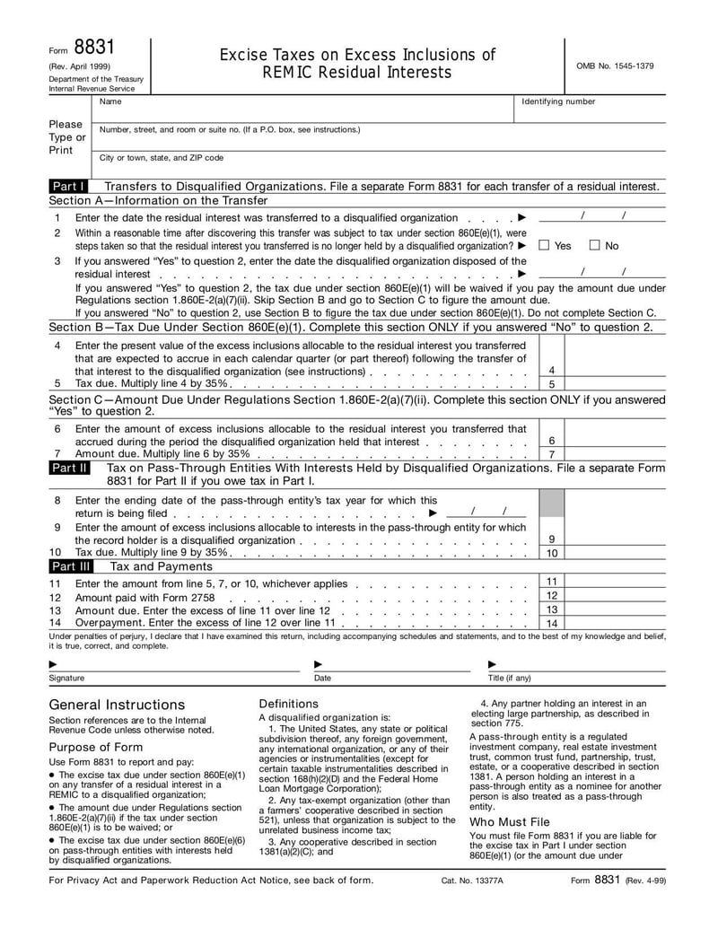 Large thumbnail of Form 8831 - Apr 1999