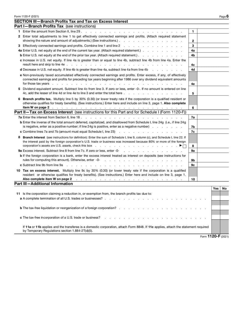 Large thumbnail of Form 1120-F - Jan 2022