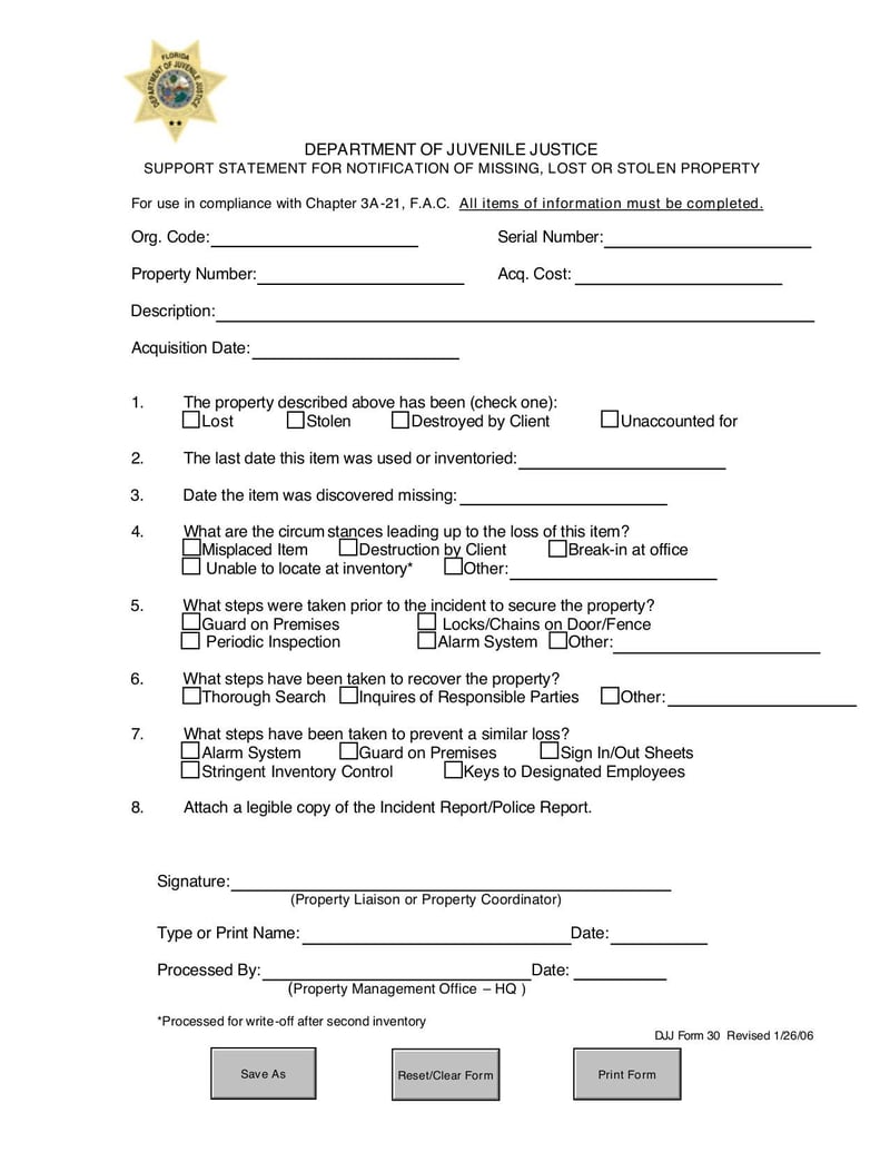 Large thumbnail of DJJ Form 30 - May 2013