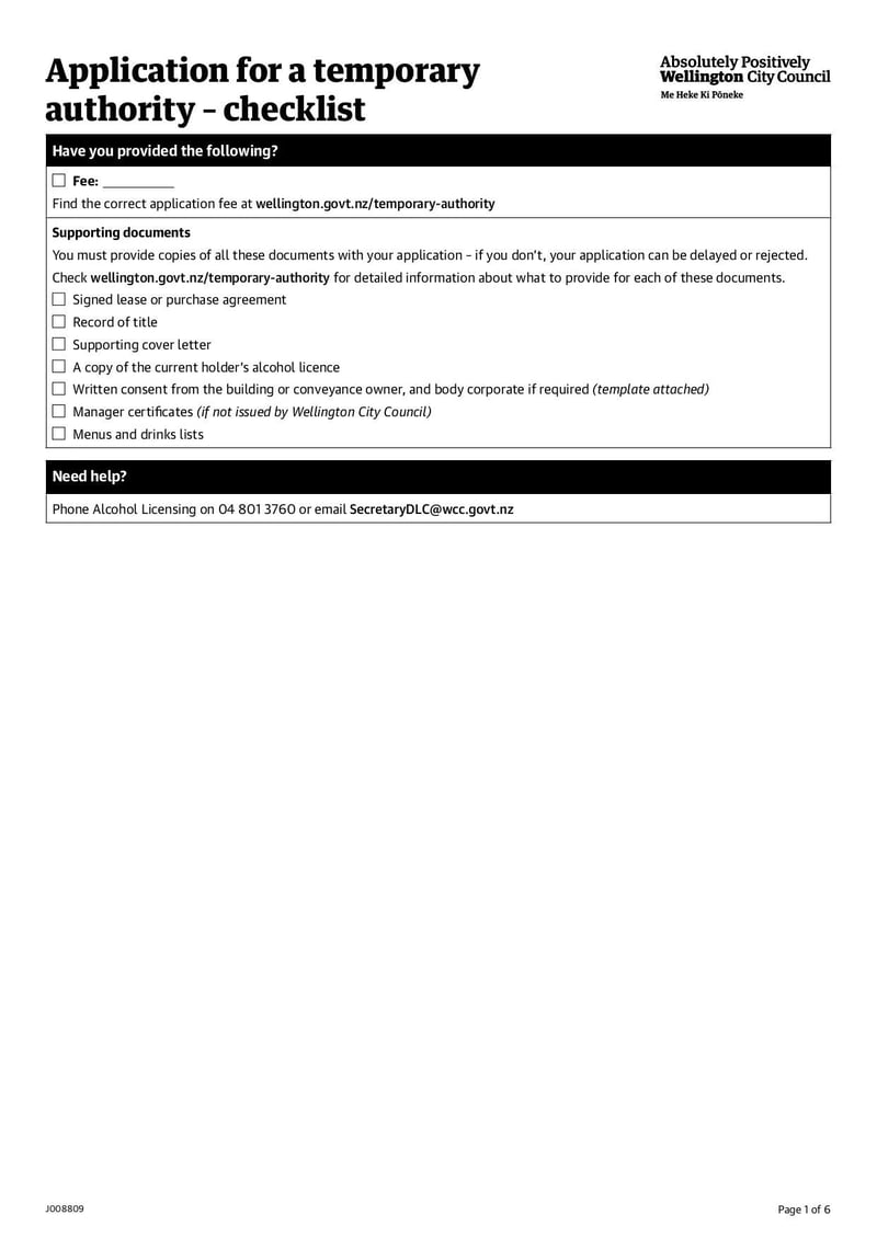 Large thumbnail of Application for a Temporary Authority – Checklist - May 2021