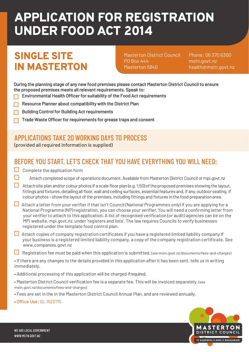 Large thumbnail of Application Form for Registration Under the Food Act - Jun 2022