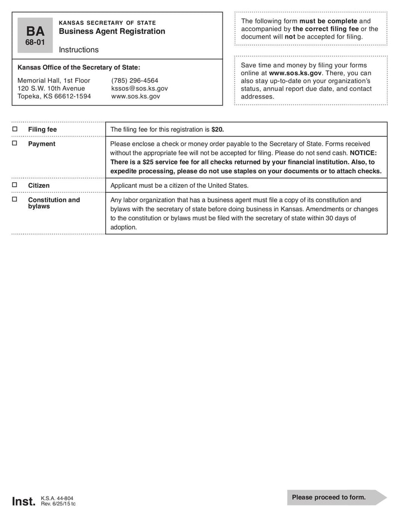 Large thumbnail of Business Agent Registration Instructions 68-01 - Jul 2015