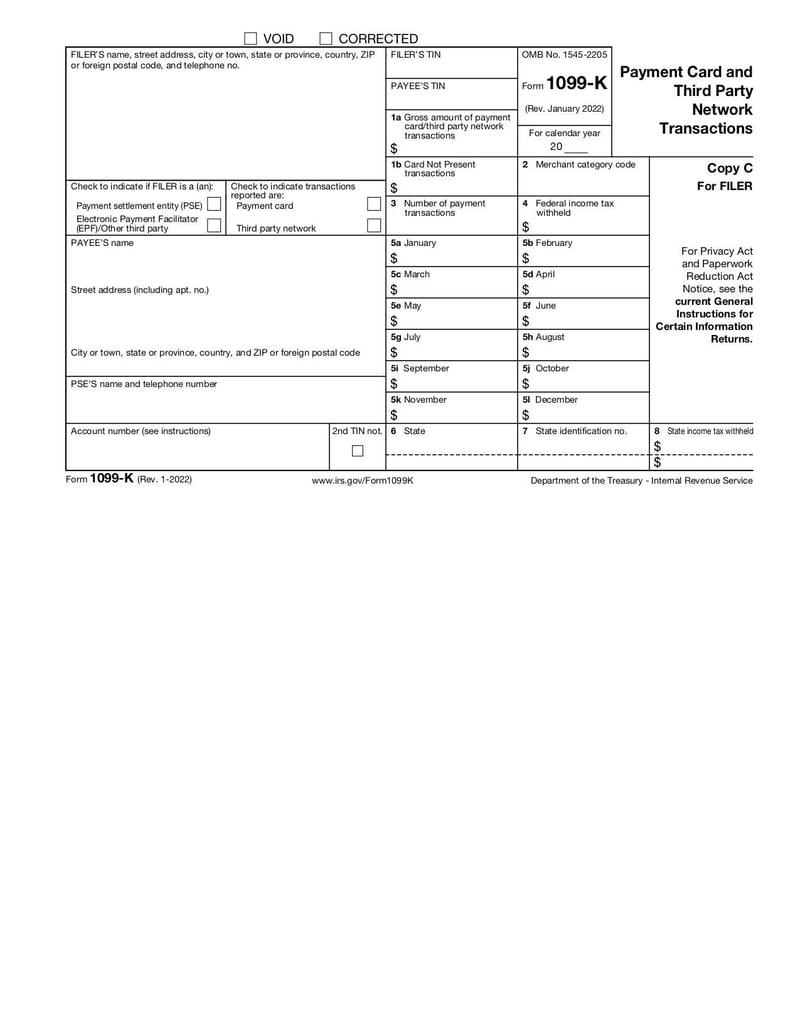 Large thumbnail of Form 1099-K - Jan 2022