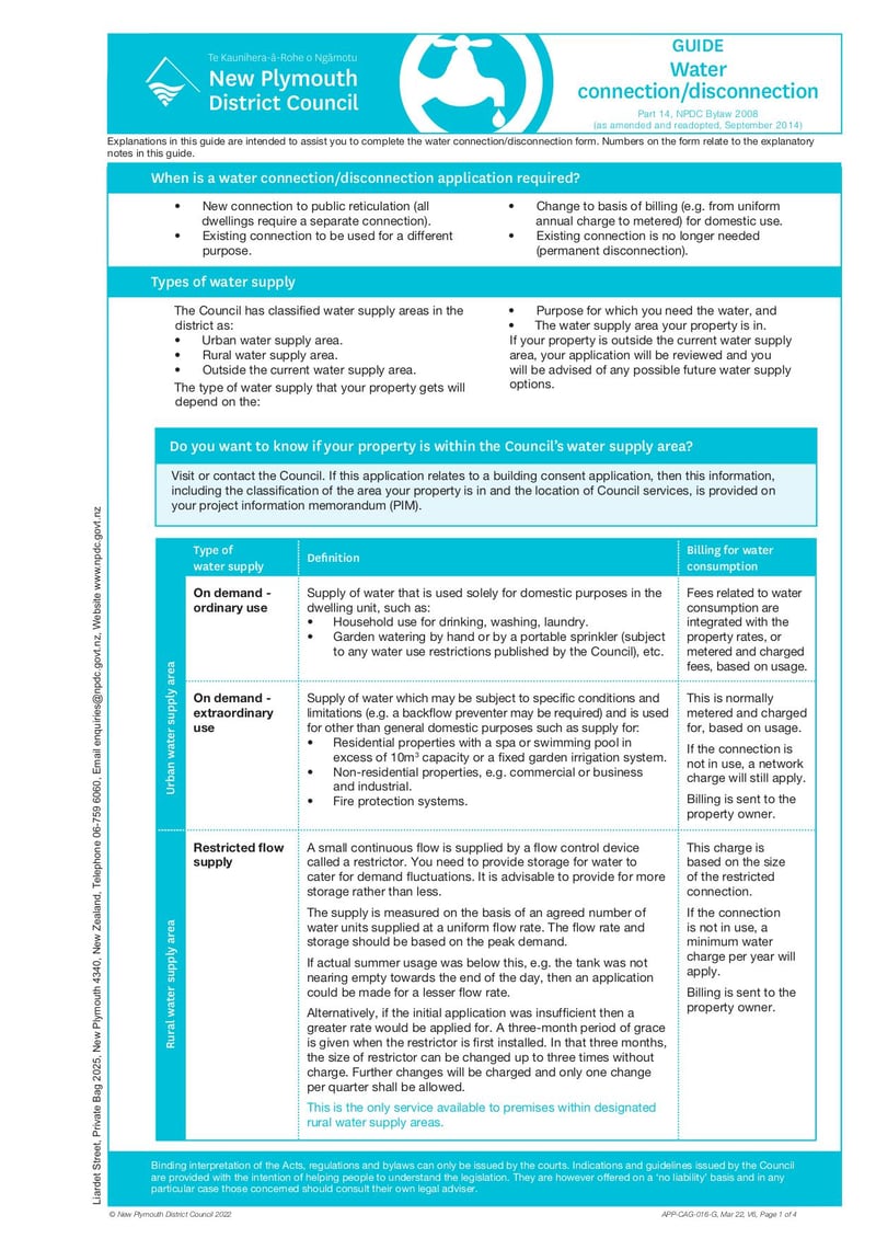 Large thumbnail of Set Water Connection Disconnection Form Guide - Mar 2022
