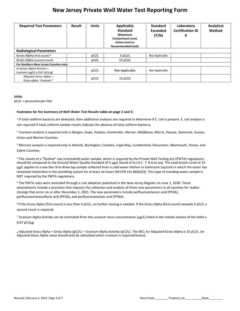 Large thumbnail of New Jersey Private Well Water Test Reporting Form