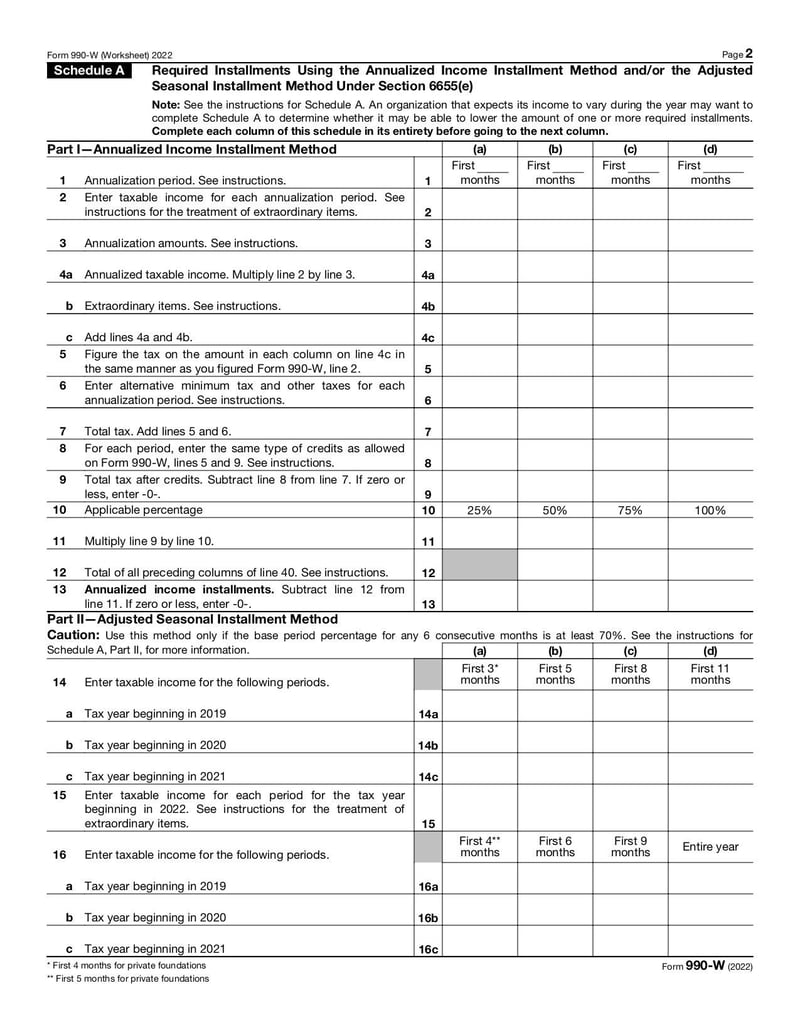 Large thumbnail of Form 990-W - Jan 2022