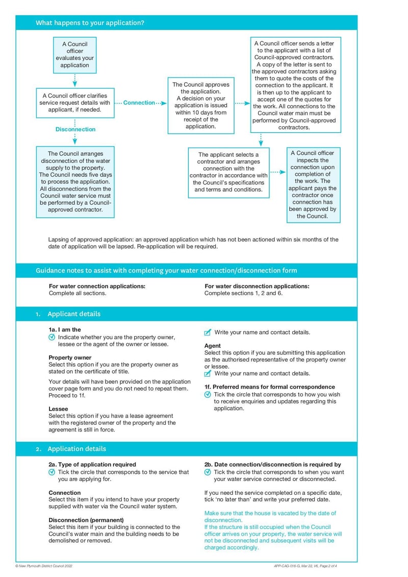 Large thumbnail of Set Water Connection Disconnection Form Guide - Mar 2022