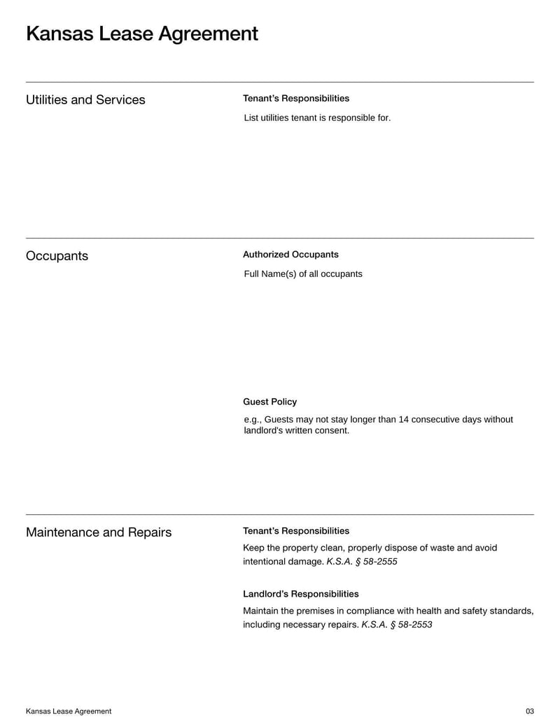 Large thumbnail of Kansas Lease Agreement Template