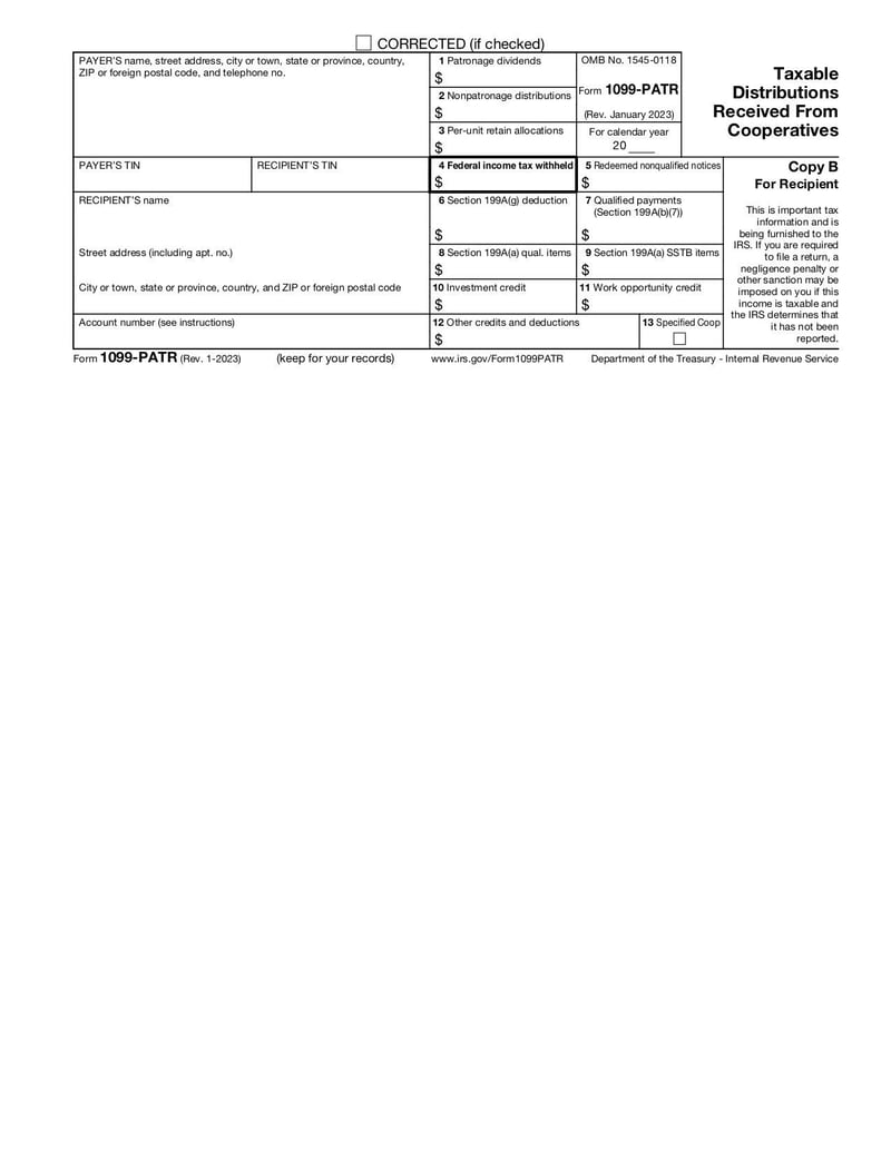 Large thumbnail of Form 1099-PATR - Jan 2023