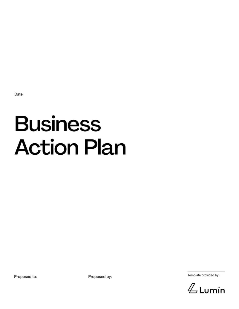 Business Action Plan Template for outlining steps to achieve business objectives
