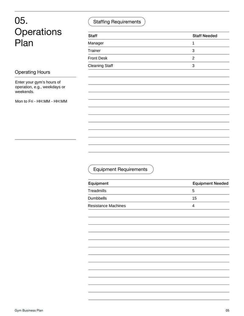 Gym Business Plan Template for launching or running a fitness business