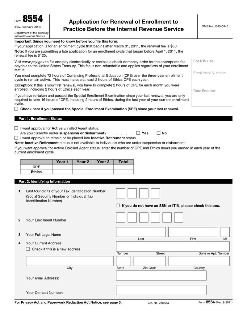 Large thumbnail of Form 8554 - Jan 2012