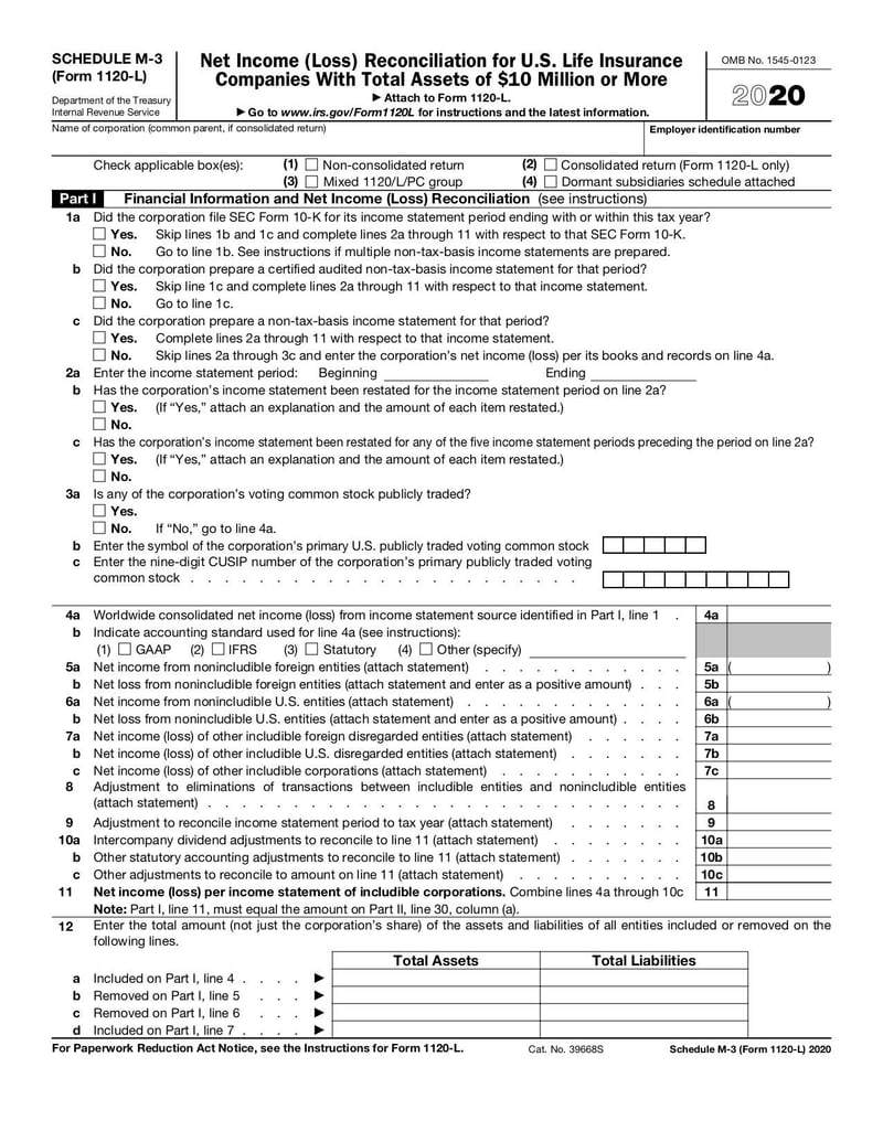 Large thumbnail of Schedule M-3 (Form 1120-L) - Jan 2020