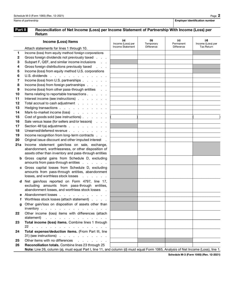 Large thumbnail of Schedule M-3 (Form 1065) - Dec 2021