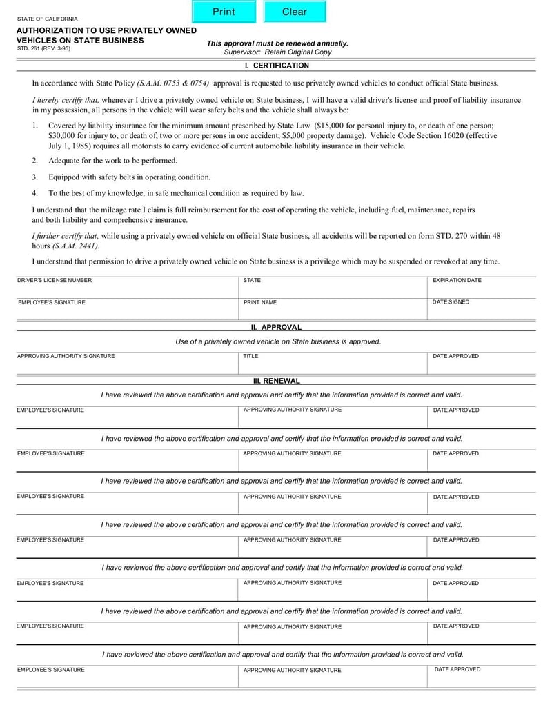 Large thumbnail of Authorization to Use Private Vehicle - Oct 2007