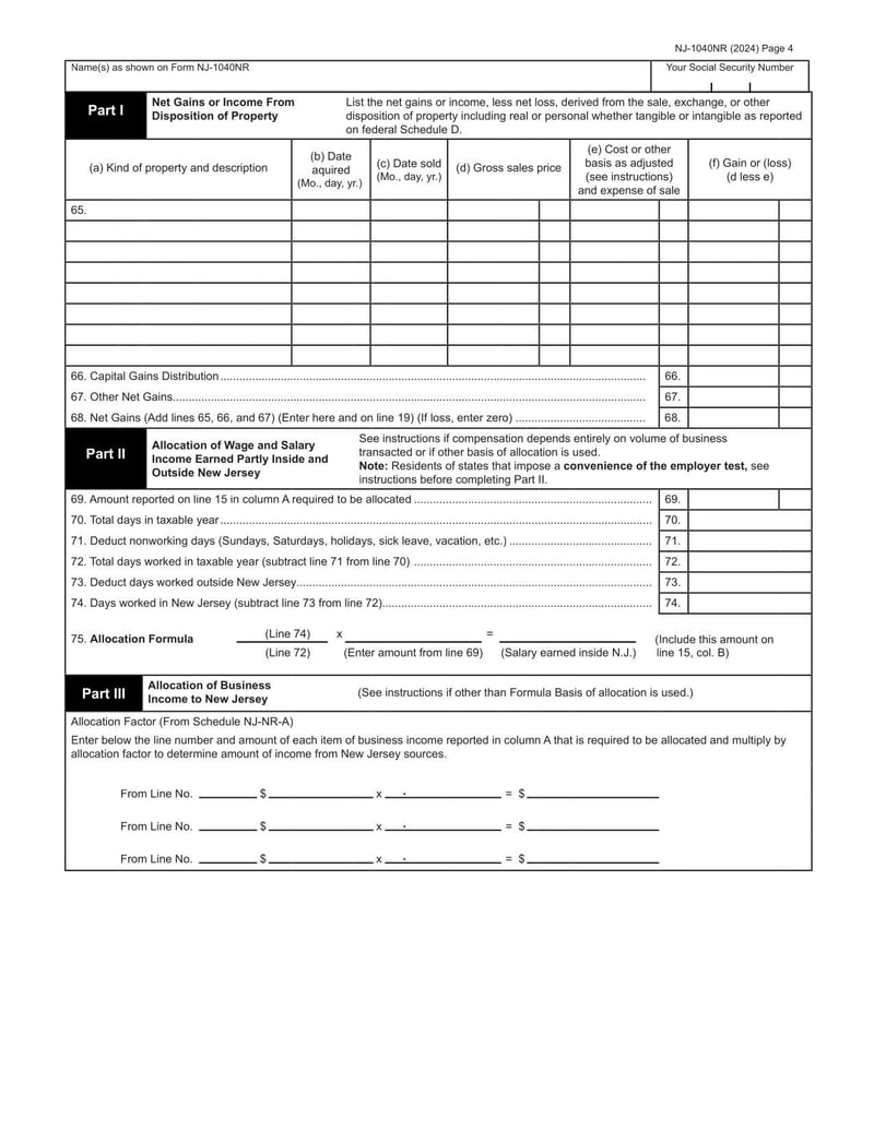 Large thumbnail of Form NJ-1040NR - 2024