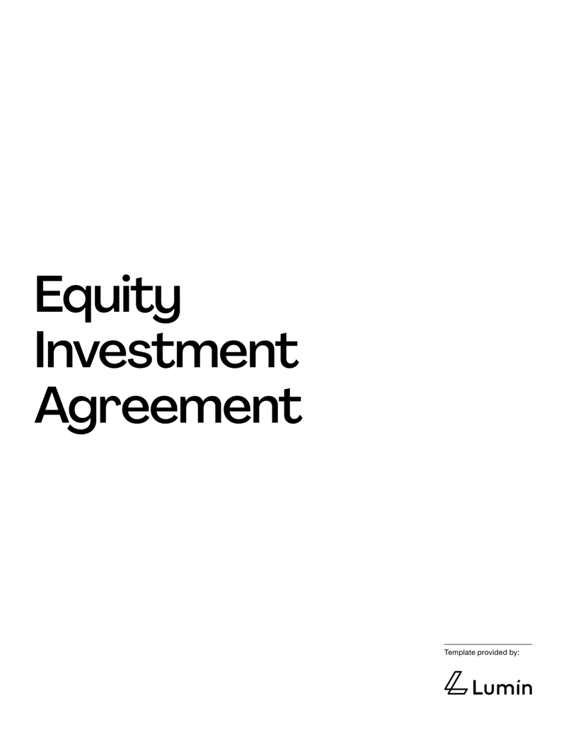Equity Investment Agreement covering investor rights, share issuance and payment terms