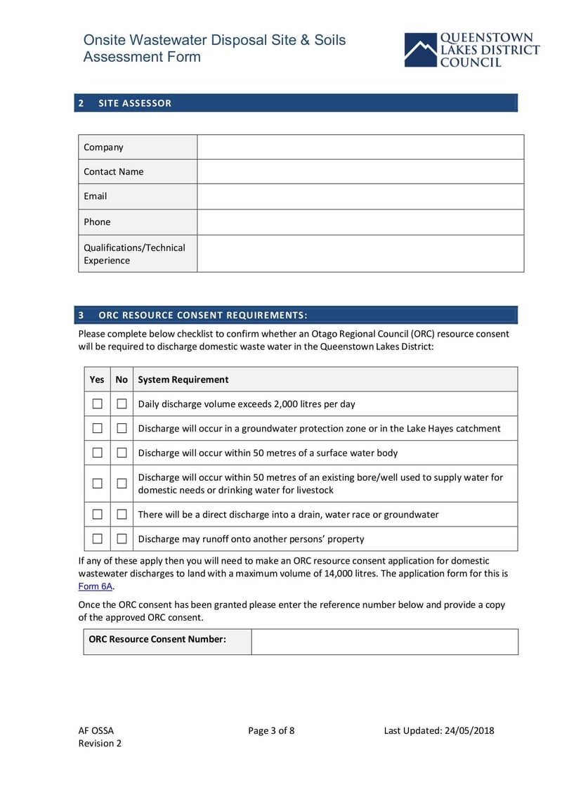 Large thumbnail of AF Ossa Onsite Watewater Disposal Site Soils Assessment Form Rev 2 - May 2018