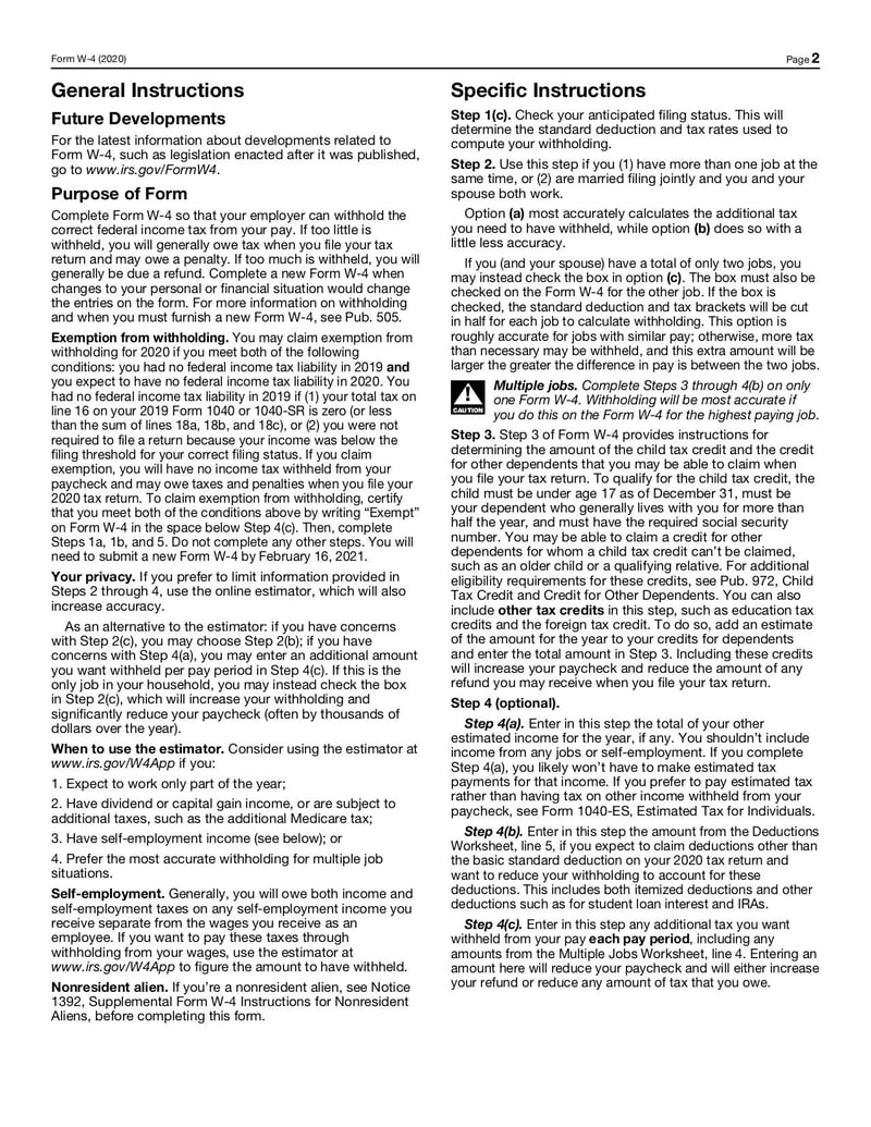 Large thumbnail of W4 Form - Jan 2020