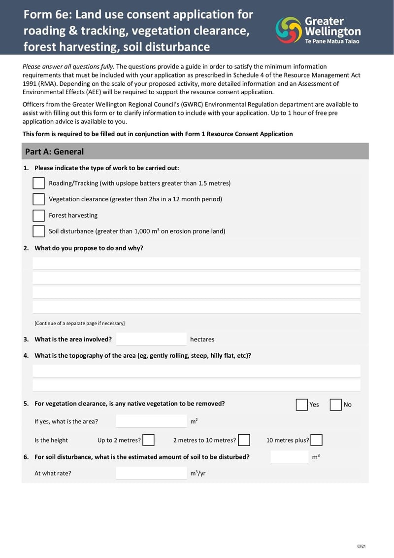 Large thumbnail of Form 6e Land Use Consent Application for Roading Tracking Vegetation Clearance Forest Harvesting Soil Disturbance - Mar 2022