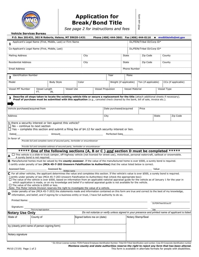 Large thumbnail of Form MV10 (Jul 2019)