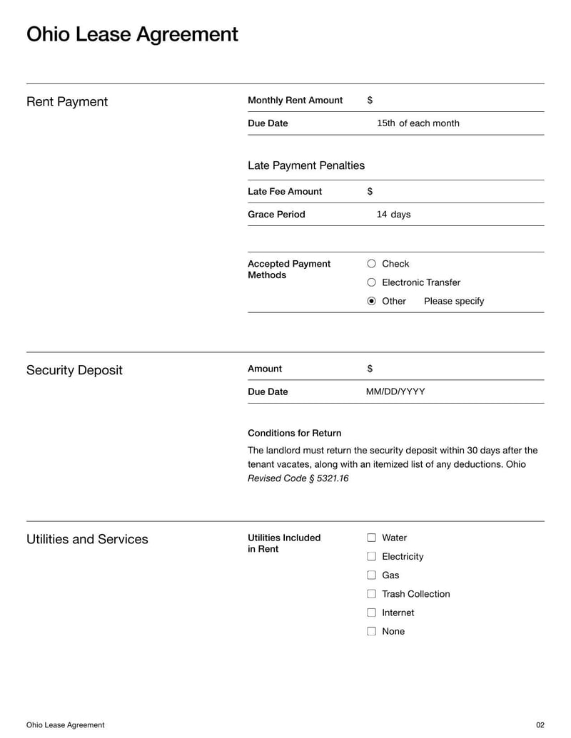 Large thumbnail of Ohio Lease Agreement Template