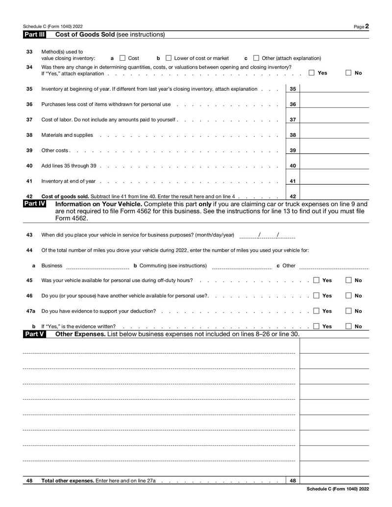 Thumbnail of Schedule C (Form 1040) - Nov 2022 - page 1