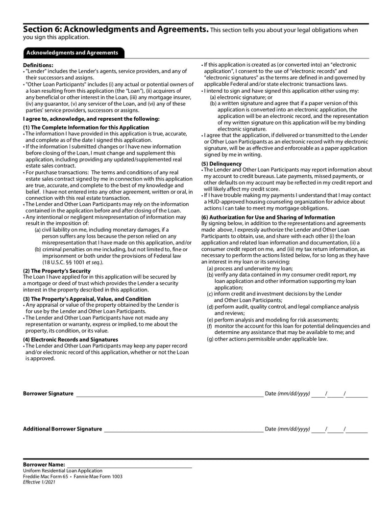 Large thumbnail of Uniform Residential Loan Application Freddie Mac Form 65 - Apr 2020