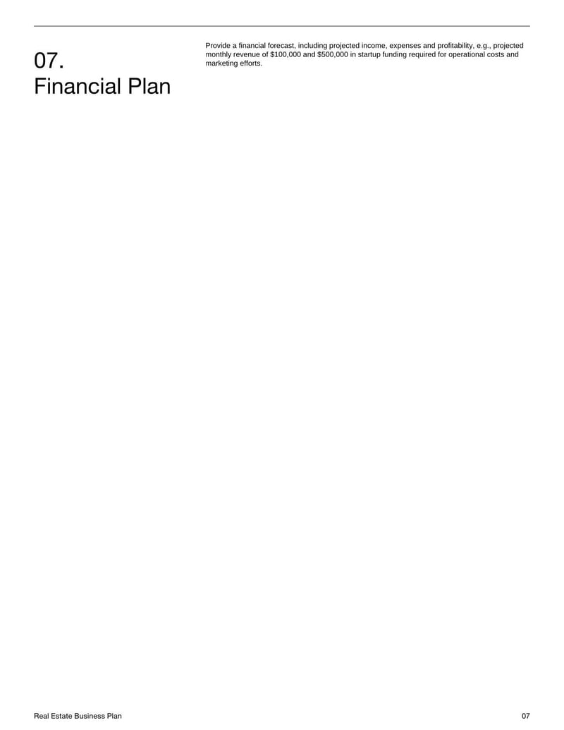 Real Estate Business Plan for strategizing sales, marketing, and operations in real estate