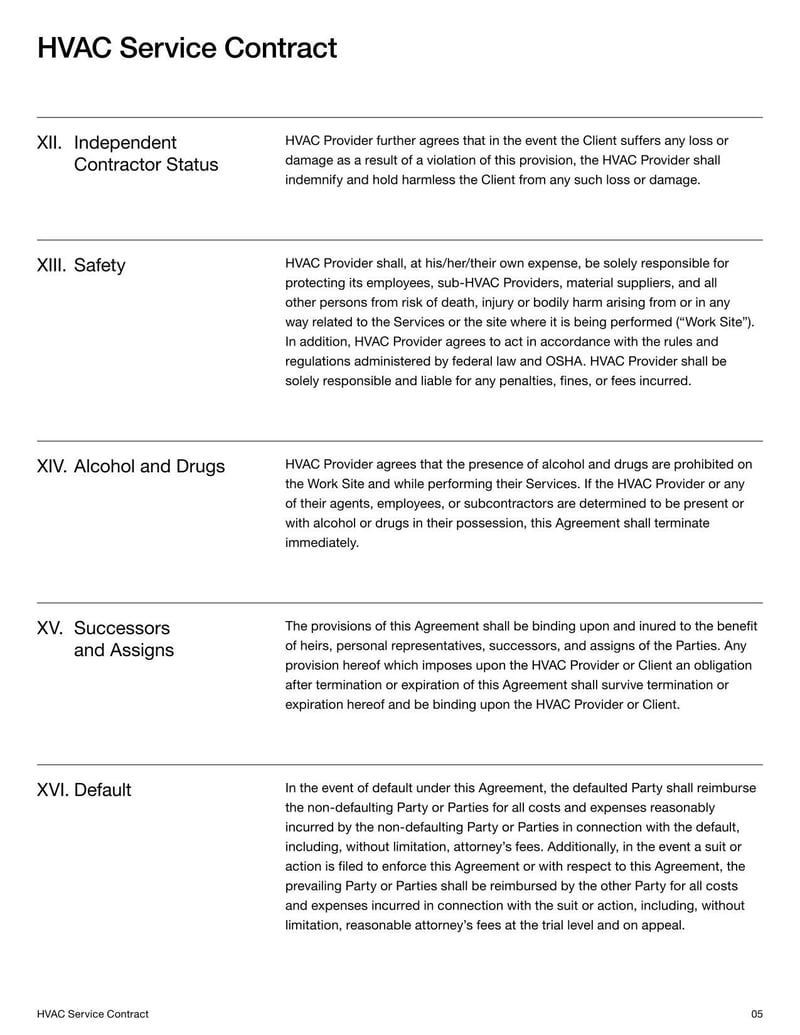 Large thumbnail of HVAC Service Contract Template