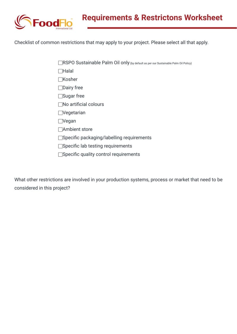 Large thumbnail of New Zealand Food Requirements & Restrictions Worksheet