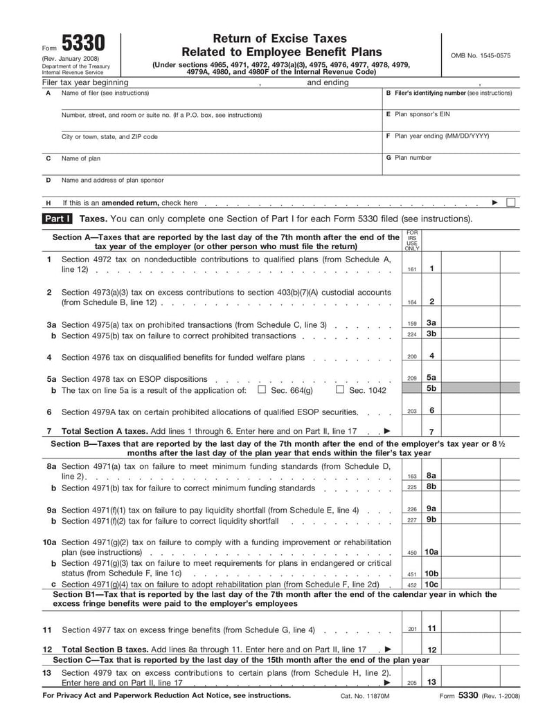 Large thumbnail of Form 5330 - Jan 2008