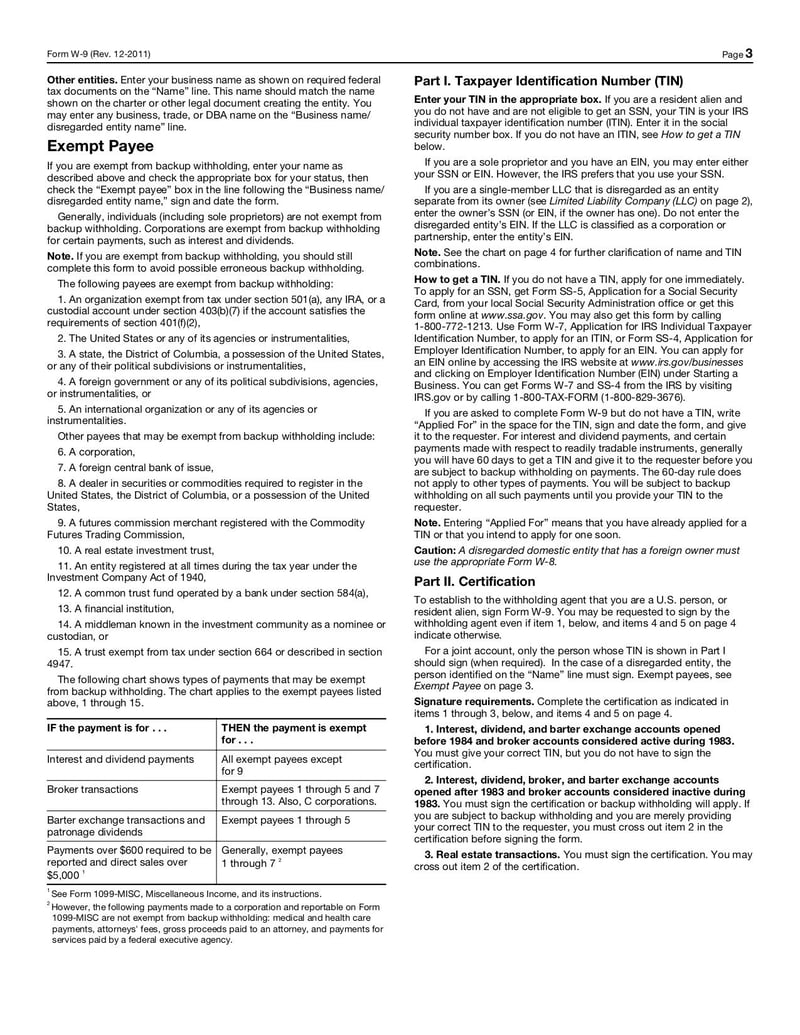 Large thumbnail of Form W9 - Oct 2011