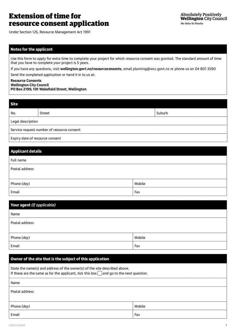 Large thumbnail of Extension of Time for Resource Consent Application Form - Mar 2021