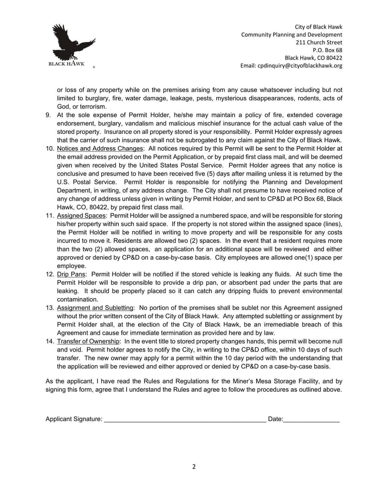 Large thumbnail of City of Black Hawk Miners Mesa Permit Application and Rules