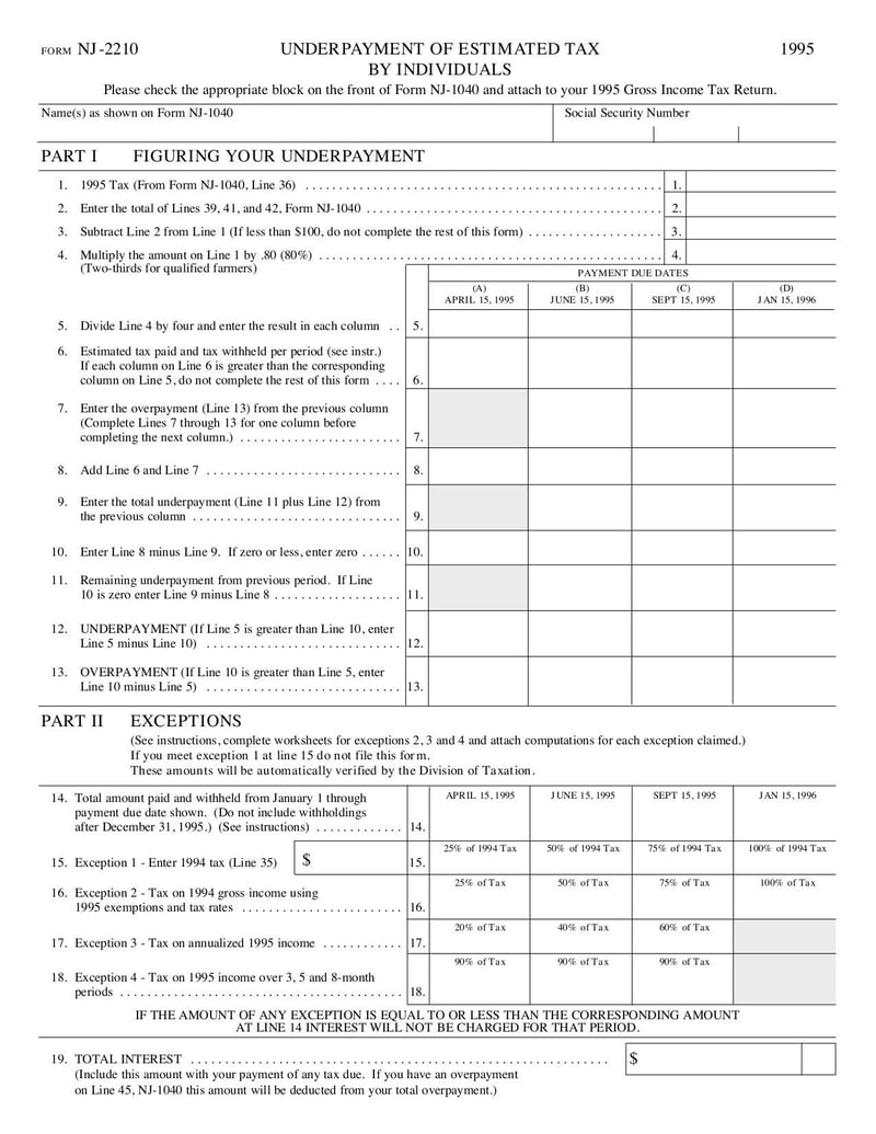Large thumbnail of Form NJ-2210 - Aug 2007