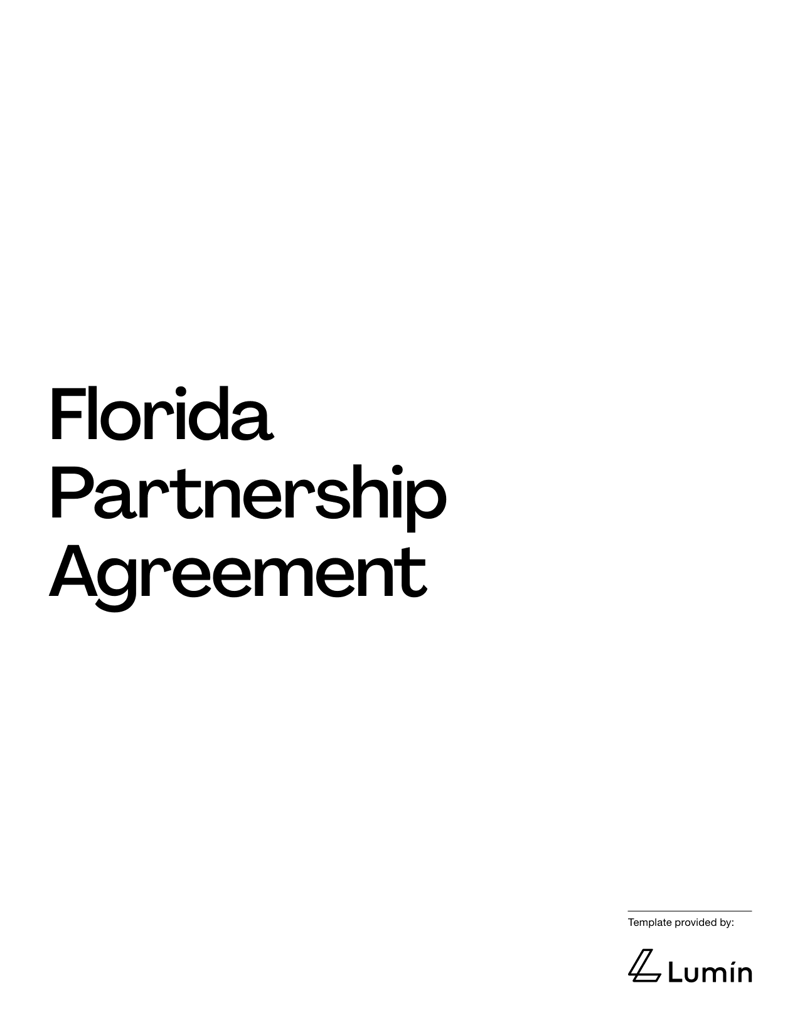 Partnership Agreement for Florida defining formation, partner duties, ownership interests and dispute resolution under Florida law