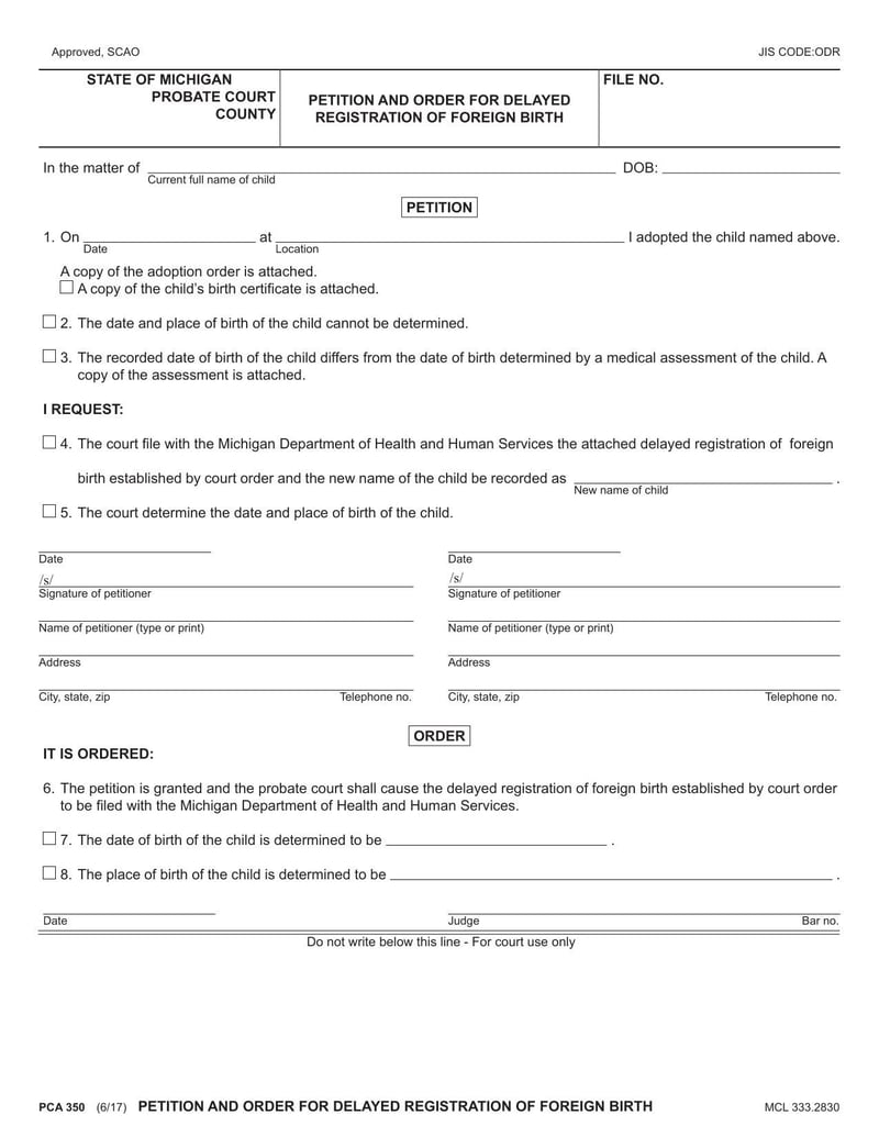 Large thumbnail of Form PCA 350